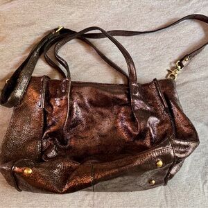 Miss Albright Brown Shoulder Bag with Glossy Leather Finish